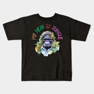 My head is Jungle Gorilla Funny T-shirt Kids T-Shirt